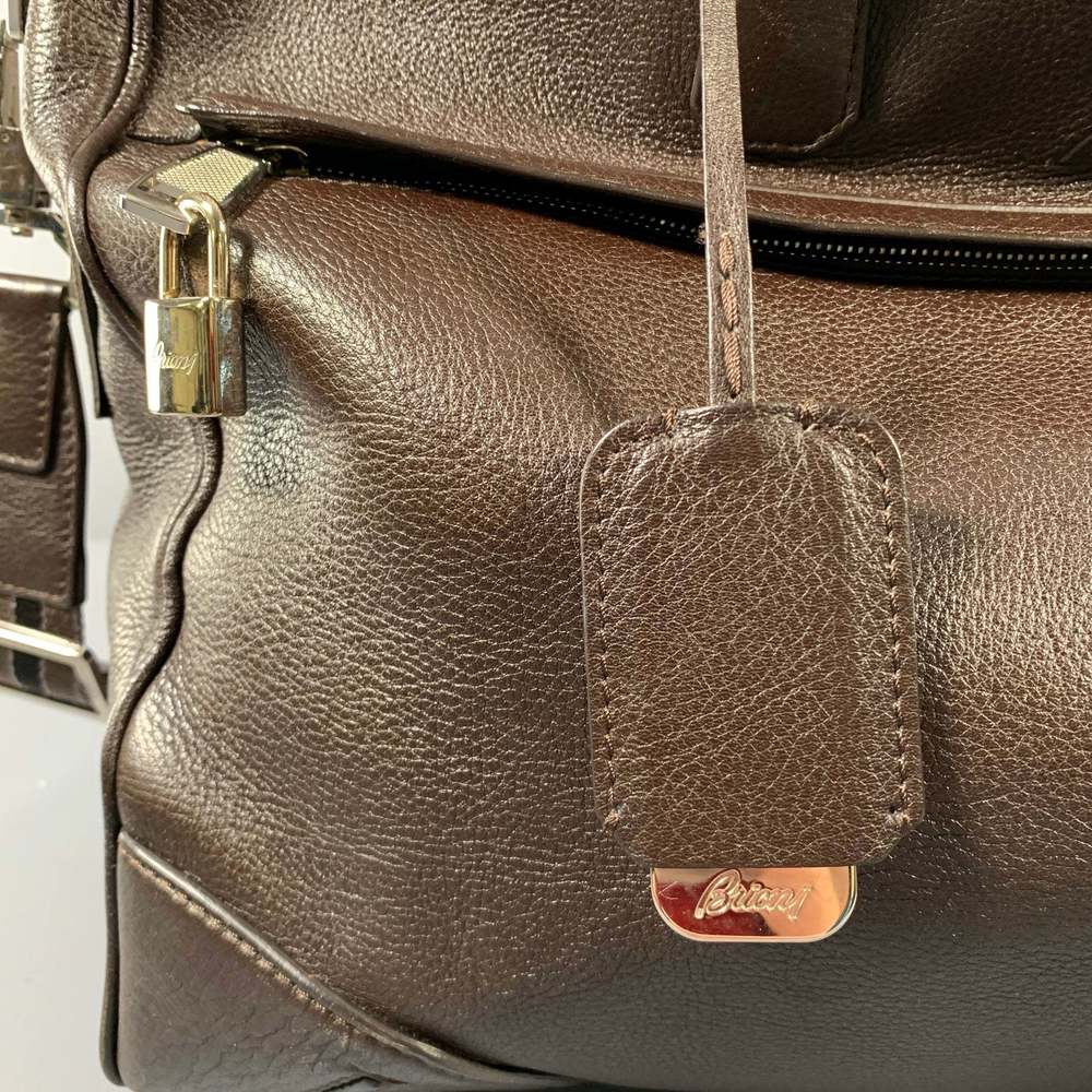 BRIONI Brown Pebble Grain Leather Duffle Bags - Picture 8 of 13
